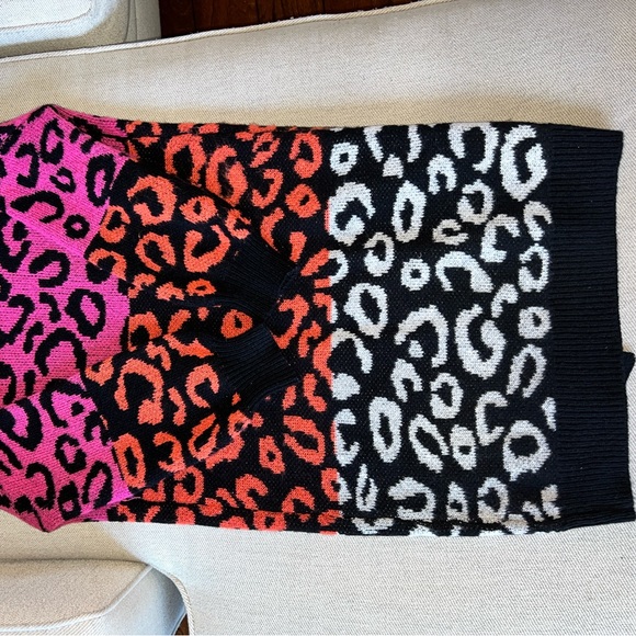 SHEIN LUNE Colorblock Leopard Pattern Bishop Sleeve Duster Cardigan - Picture 4 of 4